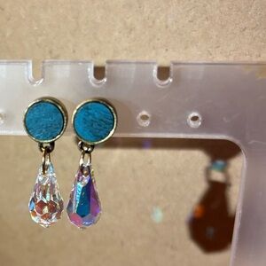 Elegant Gold and Teal Drop Earrings